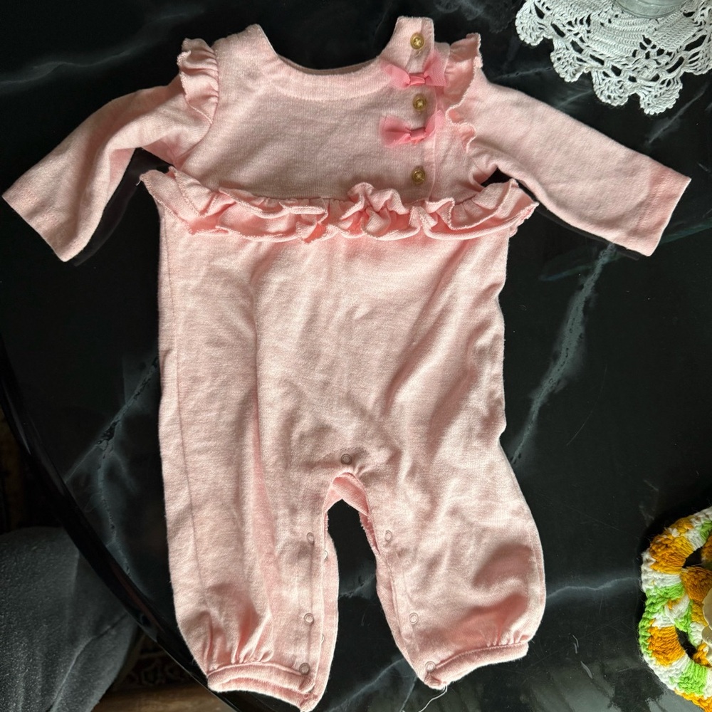 Koala Kids Pink Baby Onesie with Gold Buttons